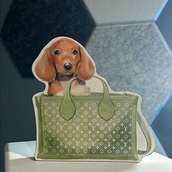 Trash & Luxury Other - New Louis Vuitton Dog Illustration with Green Bag Home Decor